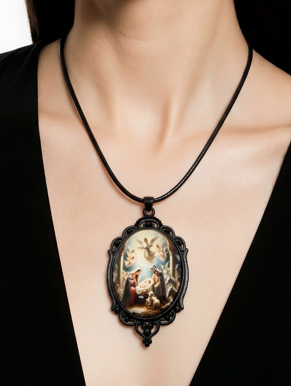 Nativity Scene Necklace Baby Jesus Mary Joseph Christian Christmas Pendant New